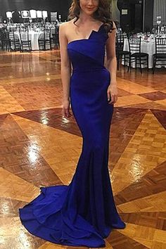 Elegant Royal Blue One Shoulder Backless Mermaid Prom Dress Backless Mermaid Prom Dresses, Prom Dresses Strapless, Blue Mermaid Prom Dress, Sweep Train Prom Dress, Prom Dress With Train, Prom Dresses 2023, Prom Dresses Elegant, 2020 Prom Dresses, Royal Blue Prom Dresses