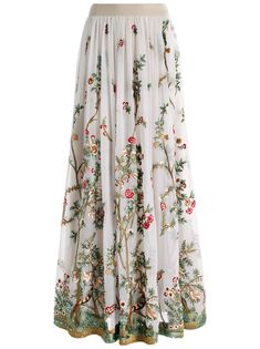 Catrina Embellished Gown Maxi Skirt In Champagne/multi | Alice And Olivia