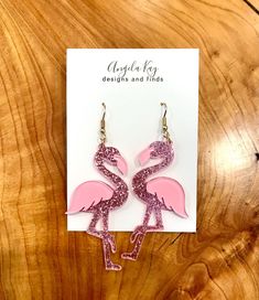 I love the shades of pink on these flamingos! Lightweight resin are perfect for Flamingo lovers! Approx 3.5" long and light as a feather! Glitter hats listed separately on my site! Pink Resin Novelty Earrings, Novelty Pink Resin Jewelry, Pink Fun Jewelry For Party, Pink Fun Party Jewelry, Fun Pink Party Jewelry, Novelty Pink Earrings For Summer, Playful Pink Earrings For Beach, Pink Novelty Jewelry For Birthday, Pink Drop Earrings For Birthday