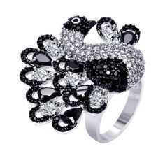 Sterling Silver 925 Black Rhodium Plated Black Clear Cubic Zirconia Peacock Ring White Female Size 6 All our silver jewelry is crafted from .925 silver also commonly referred to as sterling silver. Sterling silver is the standard for beautiful high-quality silver jewelry and cannot be replicated by lower priced silver plated jewelry. It is 92.5% pure silver, mixed with alloys to add strength and durability to stand the test of time. Keep your fine jewelry shiny and elegant by storing it properly Rings Expensive, Rings Friendship, Peacock Ring, Bird Ring, Expensive Rings, Chic Rings, Love Rings, Rings Gemstone, Friendship Rings