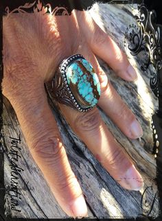 WANTED all over the Universe. Turquoise is recognized Sought After by early KINGS, MOVERS, and SHAKERS! Turquoise is said to be a vessel Imbued with energies associated with Heaven! All My Turquoise is Carefully chosen from around the World. I love the Raw Authentic look and feel of the stone...so I do not over polish the Turquoise! True Bohemian Style...an Original work of Art that you can treasure for a lifetime! Each of My Creations are One of A Kind and are Hand wrought to bring out the best Western Style Turquoise Ring Collectible, Southwestern Style Ring With Patina, Adjustable Southwestern Style Ring With Patina, Oval Western Turquoise Ring With Concho, Western Style Oval Turquoise Ring With Concho, Western Style Oval Turquoise Concho Ring, Western Oval Turquoise Ring With Concho, Bohemian Turquoise Ring With Patina For Collectors, Adjustable Turquoise Western Ring