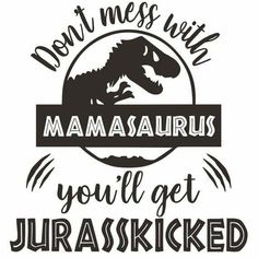 the words don't mess with mamasauruss you'll get jurasked