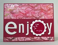 a card with the word enjoy on it