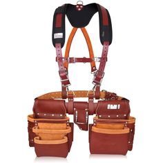 This Package has 2 Items: 1: Comfortable Padded Yoke Maroon Leather Suspenders with Pockets. * 100% Leather in Maroon Color. * Imported. * This Leather work suspender is 100% genuine Leather & Nylon. Extremely comfortable padded and contoured yoke relieves hips and lower back strain. Air / Cool Mesh at the shoulder for better comfortability. Non-Rusted Metal rivets for extra strength. Leather Belt Suspender has Clip closure and 2 Pockets on both front sides for Pencils or Clip-on items are fixed for holding Tools. D-ring for easy hang up and storage. * Trutuch Heavy duty Grain Leather Work suspenders are fully adjustable. Our Padded Suspenders carry loads comfortably and distribute weight evenly. Tool belt Suspenders transfer much of the weight of your tools to your shoulders instead of yo Carpenter Tool Belt, Leather Tool Pouches, Tool Belt Pouch, Leather Tool Belt, Back Strain, Tool Belts, Tooled Leather Bag, Leather Suspenders, Tool Pouch