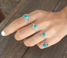 "Turquoise Statement Ring - Boho Ring - Turquoise Ring - Boho Jewelry - Turquoise Jewelry - Turquoise Sterling Silver Ring I am obsessed with jewelry and my favorite are rings. Statement rings are one of my favorite because they are so fun!, and there are SO many possibilities! Add statement style to any look with this gorgeous ring, featuring a turquoise stone on a 925 sterling silver base ring. A stunning statement ring. This list is for ONE turquoise ring. Please chose your favorite in drop b Bohemian Turquoise Rings With Gemstone Accents, Turquoise Bohemian Rings With Gemstone Accents, Bohemian Turquoise Rings With Stone Setting, Green Turquoise Bohemian Promise Ring, Green Bohemian Turquoise Promise Ring, Turquoise Stackable Toe Rings, Turquoise Stackable Open Ring, Turquoise Crystal Open Ring For Promise, Bohemian Green Rings With Gemstone Accents