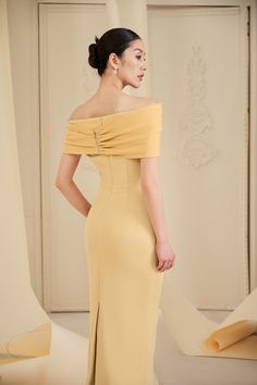 Tulip Skirt, Ankle Length Dress, Canary Yellow, Skirts And Dresses, Shoulder Design, Asian Style, And Dresses, Ankle Length, Online Fashion