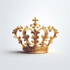 a gold crown on a white background with no one around it to see the image