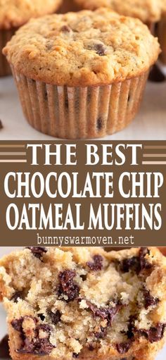 the best chocolate chip oatmeal muffins are made with only three ingredients