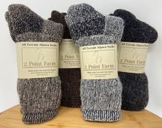 PLEASE consider choosing Priority shipping for the best chance of receiving your item by Christmas. I will refund any shipping overages. Looking for a unique and practical gift for that special person in your life? All Terrain Alpaca Socks from 2 Point Farm are our best selling sock and the socks that people love to get on special occasions or just because! They are perfect All Season Socks and great for hiking or just hanging around! These alpaca socks make wonderful gifts for everyone, men or Lots Of Socks, Montana Trip, Alpaca Socks, Color Socks, Soft Socks, Work Socks, Lake Painting, Hiking Socks, Linen Cabinet