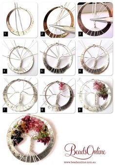 the instructions to make a wire tree ornament with flowers and leaves on it