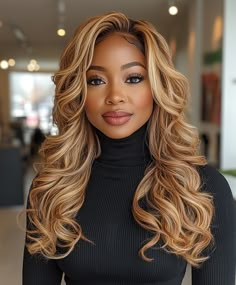 Spiced Copper Balayage for Long Locs Here's Why Fall Blonde Hair Dark Roots, Golden Blonde Hair Black Women, Long Wigs For Black Women, Blonde Hair On Black Women, Short Curly Bobs, Curls Layers, Hair Colors Black Women, Black Women With Locs, Dark Skin Blonde Hair