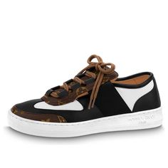 (WMNS) LOUIS VUITTON Lous Sneakers 'Black with Brown Monogram Deco' 1AAW04 Sneakers Black, Louis Vuitton, Monogram, Sneakers, Black