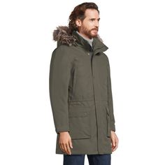 Take the chill out of winter. Featuring heavyweight insulation, this men's Lands' End hooded parka keeps you warm and stylish even the coldest weather. Heavyweight warmth rating Water-repellent shell Faux-fur trim Breathable design Removable hood Zip front 6-pocket Long sleevesFIT & SIZING Classic fit Approximate 35-inch lengthFABRIC & CARE Shell, body, sleeve lining, hood insulation: polyester Hood lining: nylon Rib: acrylic, polyester, spandex Faux-fur trim: acrylic, polyester Machine wash Imp Winter Parka, Hooded Parka, Fur Trim, Lands End, Water Repellent, Fabric Care, Cold Weather, Polyester Spandex, Parka