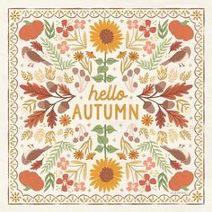 an autumn card with the words hello autumn on it