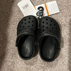 Brand New With Tags - Never Worn. Black Non-slip Comfortable Clogs, Comfortable Non-slip Black Clogs, Comfortable Black Non-slip Clogs, Black Slip-resistant Casual Clogs, Casual Black Non-slip Clogs, Crocs With Fur, Toddler Crocs, Crocs Baya, Navy Blue Sandals