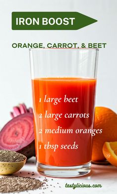 orange carrot beet juice beet juice health benefits juice cleanse ingredients green juice weight loss colon cleanse smoothie drink ideas smoothie fat burning Iron Rich Fruits, Smoothie Cleanse, Juicer Recipes, Iron Rich Foods