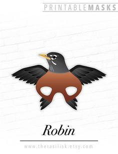 Printable Bird Mask, Robin Printable Mask, Animal Masks, Bird Masks, Robin Costume, American Robin P Bird Mask Kids, Towhee Bird, Printable Halloween Masks, Printable Mask, Animal Themed Birthday Party, Robin Costume, Bird Mask, Theme Carnaval, Play Props