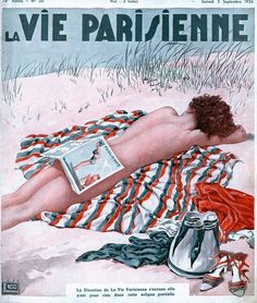 a woman laying on top of a beach towel next to a bottle and a cup