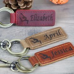 Personalized Gymnastic Keychains-Lucasgift Leather Keychains, Event Gifts, Football Gifts, Personalized Keychain, Engraved Items, Crazy Horse, Sentimental Gifts, Leather Keychain, Personalized Christmas Ornaments