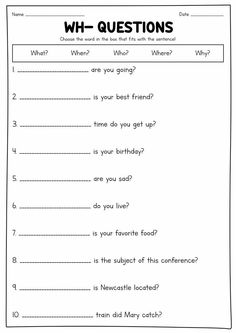 a printable worksheet to help students understand what is in the question box