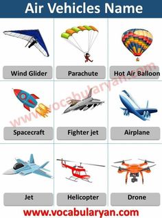 various types of air vehicles and their names