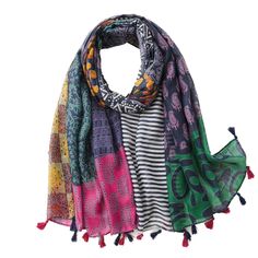 Women's Lightweight Scarf Fringe Shawl Floral Hawaiian Boho Elegant Scarves Wrap         Features:    Material:100% polyester, Size : 70.87"x33.46" (180x85cm)      Ladies polka dots pashmina boasts plaid, pattern, flower.      Women fringe scarves also featuring classic, boho, elegant.      Woman hawaiian shawl and is very lightweight, thin.      Womens vintage scarf is perfect for travel, casual during basic, winter, fall, summer, spring.    Hand or Machine washable, no bleaching. Tumble dry low heat. Iron low if needed     Package Includes:   1 x Boho Scarf     Notes:    1. Colors may be a little different due to different monitors.   2. Size may be 1-2cm error due to manual measurement.   3. Please compare the detail sizes with yours before you buy the item. Scarf Tops, Scarf Making, Scarf Luxury, Tie Scarves, Unique Scarf, Geometric Scarf, Patchwork Scarf, Art Yarn Handspun, Retro Painting