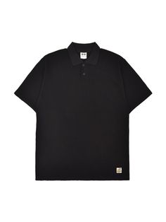 This is a casual and comfortable t-shirt that is made out of high quality cotton 100% fabric. With design detail of simple collar on the neckline with two button closure and woven logo label on the hem, it gives a trendy and casual look. - Relaxed silhouette- Simple collar with two button closure- Woven logo label on the hem Casual Collared T-shirt For Streetwear, Relaxed Fit Cotton T-shirt With Button Closure, Cotton T-shirt With Ribbed Collar For Work, Classic Polo Collar T-shirt With Button Closure, Classic Polo Collar T-shirt With Button-up, Casual T-shirt With Button Closure, Casual Solid T-shirt With Button Closure, Casual Collared T-shirt For Work, Black Polo Collar T-shirt With Relaxed Fit