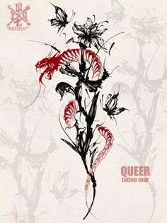 the cover art for queen tattoo tour's album, featuring red and black flowers