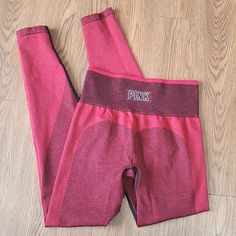 2019 Nwot Victoria's Secret Pink Seamless Bodycon Cranberry Red Stretch Leggings Womens Size Xs Super Cute! No Noticed Flaws Length 33" Inseam 25" Waist 11" Winter Sportswear Red Bottoms, Red Sports Pants For Winter, Red Winter Athleisure Pants, Red Winter Sports Pants, High Waist Red Gym Bottoms, Red High Waist Sports Bottoms, High Waist Red Sports Bottoms, Red High-waist Sports Bottoms, Red Full Length Sportswear Bottoms