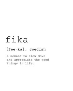 the words fika are written in black and white