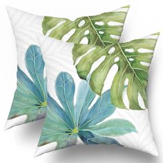 PRICES MAY VARY. Cotton ★【Size】: 18 x 18 inches, fit most 45x45 cm pillows, NOTE: ONLY 2 summer pillow covers contained, inserts NOT included ★【HIGH-QUALITY FABRICS】:Green Tropical Leaf throw pillows are made of a pure cotton-polyester blend, which has an invisible zipper, double-sided printing, simple and elegant design.The tropical pillow covers will easily last for multiple seasons and stay looking new if you have taken care of them. ★【EXCELLENT DESIGN】:Monstera Palm Leaves decorative pillows Summer Throw Pillows, Apartment Pillows, Leaf Pillow, Tropical Pillows, Botanical Pillow, Flowers Pillow, Modern Pillow Covers, Arizona House, Bed Cushion