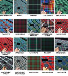 Welcome to The Largest Collection of Tartan Fabrics. Celtic Attire offers 160 Tartan fabrics in ready to ship category and we can weave your own custom tartan also. Our Tartan fabrics are made of 100% acrylic that is a full synthetic material. This fabric is great for kilt making, great plaid, upholstery, crafts and clothing, jackets and waistcoats and anything that you can imagine in fashion. Available in 160 Colors 16 Oz Weight  54 Inches Standard Length Machine Washable Custom Tartan Weaving is offered Made of Acrylic Tartan Weaving, Lindsay Tartan, Tartan Plaid Christmas, Campbell Tartan, Tartan Clothing, Tartan Fashion, Royal Stewart Tartan, Highland Dance, Stewart Tartan