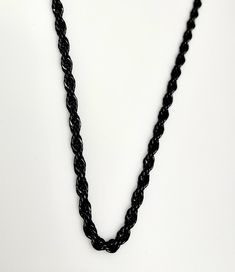 Long Black Rope Chain Necklace Stainless Steel - 3mm - Luxury looks For Men or Unisex Necklaces by Jvartani Black Stainless Steel Rope Chain Necklace 3 mm rope chain necklace with lobster closure. Lengths: 24, 26 inches Looking for a unique gift idea? All items will be packaged in little silk gift bags and wrapped with a ribbon. So if you're buying anything as a gift, it's ready to go. Please be sure to mark as gift during check out. Be sure to add our shop we are bringing many new stylish relea Black Figaro Chain Link Necklace, Black Figaro Chain Necklace, Black Figaro Chain Necklace For Gift, Black Figaro Chain Necklace Gift, Black Figaro Chain Necklace As Gift, Black Figaro Chain Link Jewelry, Black Figaro Chain Jewelry, Black Rope Chain Necklace For Gift, Black Rope Chain Necklace As Gift