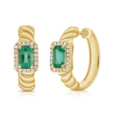 Adorn your ears with the captivating allure of our Emerald Huggie Earrings, meticulously crafted in radiant 14K gold. These exquisite earrings feature vibrant emerald gemstones with a total weight of 1.28 carats, set in classic huggie hoops for a timeless and elegant look. Emerald Huggie made in 14K Yellow/White/Rose Gold Elegant Yellow Gold Emerald Hoop Earrings, Elegant Emerald Yellow Gold Hoop Earrings, Elegant Gemstone Huggie Earrings For Formal Occasions, Elegant Gemstone Huggie Earrings For Formal Events, Elegant Formal Huggie Earrings With Gemstone, Elegant Emerald Huggie Earrings For May Birthstone, Elegant Green 14k Gold Huggie Earrings, Elegant Emerald Hoop Earrings For Anniversary, Elegant Emerald Huggie Earrings As Gift