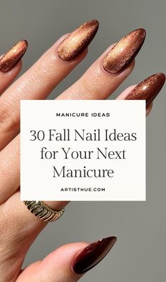 Discover the latest November fall nail trends for 2024! From chic and simple autumn nail designs to stylish brown and acrylic nails, find all the inspiration you need for beautiful fall nails. Explore moody maroons, muted mustards, earthy greens, warm neutrals, and metallic accents. Elevate your nail game this season. Fall nail ideas autumn short square. #fall #fallnail#fallnaildesignideas Manicure With Shellac, Neutral Blooming Gel Nails, Call Almond Nails, Trendy Thanksgiving Nails, Thanksgiving Brown Nails, Gold Fall Nail Designs, Thanksgiving Nails Cat Eye, Autumn Nail Inspo 2024, Brown Fall Almond Nails