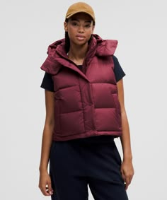 Wunder Puff 600-Down-Fill Cropped Vest | Women's Coats & Jackets | lululemon Trend Ideas, Vest For Women, Warm Down, Hooded Vest, Cropped Vest, Boxing Day, Back Women, Down Vest, Keep Out