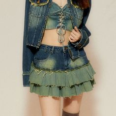 Vintage Denim Pleated Mini Skirt Women Korean Streetwear Y2k High Waist A-line Distressed Patchwork Jeans Skirt Summer size Waist(cm) Hips (cm) Length(cm) S 64 88 32.5 M 68 92 33.5 L 72 96 34.5 XL 76 100 35.5 XXL 80 104 36.5 Notes:Please consult the customer service staff before purchase.Order size is Asian Size , It is smaller than US,UK,AU,EU size.please tell us your height and weight,we will suggest you the correct size.1,We mainly operate dress,Welcome to choose and buy.2,The real color of t Denim Pleated Mini Skirt, Deep Plunge Dress, Coverup Swimsuit, Vintage Formal Dresses, Korean Streetwear, Preppy Style Summer, Jeans Skirt, Skirt Summer, Purchase Order