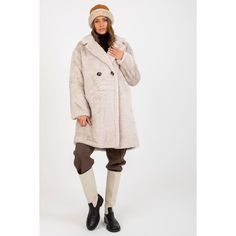 Fur coat with long sleeves, buttoned. The coat is fully lined, with slip pockets on the sides. Polyester 100 % Size Total length Chest one-size-fits-all 94 cm 120 cm Long Beige Cozy Outerwear, Beige Long Cozy Outerwear, Oversized Single Breasted Cream Outerwear, Neutral Winter Outerwear With Pockets, Oversized Cream Single-breasted Outerwear, Beige Fur Coat With Pockets For Fall, Cream Wool Coat With Button Closure, Fall Long Sleeve Fur Coat With Double Button Closure, Cream Winter Pea Coat With Buttons