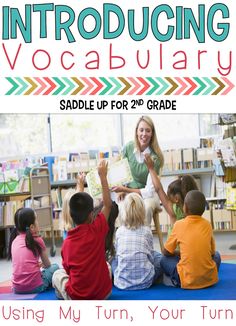 an instructional book with children sitting on the floor in front of bookshelves and reading them