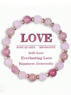 1pc Rhodonite & Rose Quartz 'Everlasting Love' Beaded Stretch Pink Bracelet Love,Manifestation,For Women Men Healing Spiritual Meditation Jewelry Healing Reiki Bracelet Multicolor Fashionable   Stone     Women Fashion Jewelry, size features are:Bust: ,Length: ,Sleeve Length: Mindful Crafts, Spiritual Bracelets, Love Manifestation, Love Crystals, Spiritual Meditation, Bracelet Love, Healing Bracelets, Watches Women Fashion, Love Rose