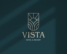 the vista hotel and resort logo on a dark green background with gold foiled letters