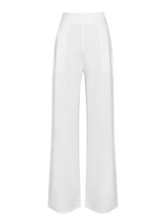 Add flare to any look with these white wide leg trousers. Stretch crepe and high waisted these pants will do any outfit justice and definitely keep you in trend. Pair it with our new romantic corset top for a sexy laced finish. Materials: Stretch Crepe Stretch Factor: Low Stretch Clean: Dry-clean only Length: Approx 46inch / 117cm Inside Seam Length of Trousers: Approx 34.6inch / 88cm Model Is Wearing A Size XS (US-2) Model Is 5'65'' Color may vary due to lighting on images. The product images ( Solid Wide Leg Pants For Daywear, White Straight Pants For Evening, Elegant Wide Leg Pants For Loungewear, Chic White Wide Leg Pants For Formal Occasions, White Wide Leg Pants For Evening, White Wide Leg Pants For Summer Evenings, Chic Full Length White Pants, Chic White Full Length Pants, Chic White Full-length Pants