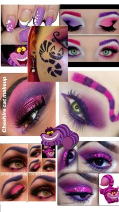 Casual Halloween Makeup, Cheshire Makeup, Halloween Makeup For Work, Alice In Wonderland Inspired Outfits, Wonderland Inspired Outfits, Polish Hairstyles, Hair Show Ideas, Cat Costume Makeup, Wonderland Costume Ideas