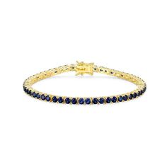 This classic Forever Facets women's tennis bracelet features brilliant September blue sapphire birthstones. The 7.25 sterling silver bracelet is plated in 18k yellow gold to enhance the design and includes a tongue in groove clasp and double figure 8 safety catches. Shipped in a jewelry presentation box, ready to be given as a gift to that special someone, it makes a perfect present for birthdays, holidays, Mothers Day, Valentines Day, for bridesmaids or for any special occasions. Size: one size Sapphire Tennis Bracelet Fine Jewelry Gift, Blue Gemstone Tennis Bracelet Gift, Blue Sapphire Gemstone Tennis Bracelet, Luxury Sapphire Yellow Gold Tennis Bracelet, Luxury Sapphire Gemstone Tennis Bracelet, Sapphire Birthstone, Tennis Bracelet, Womens Bracelets, Sterling Silver Bracelets