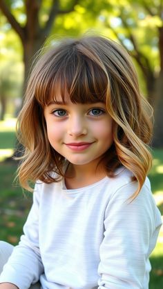 Perfect Styles: 28+ Face Frame Haircuts for Girls Kids Bob Haircut With Bangs, Kids Shoulder Length Haircut, Amelia Haircut, Kids Bangs Hair, Hair Cuts For Girls, Anastasiya Knyazeva, Kids Bob Haircut, Haircut Bangs, Girls Hairdos