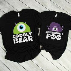 Googly Bear And Schmoopsie Poo Couple Shirts - Monsters Inc Inspired Matching T-shirts - Disney Anniversary Shirt Couples Disney Shirts, Disney Anniversary, Disney Honeymoon, Disney Shirt Ideas, Disney Couple Shirts, Disney 2023, Disney Couple, Couples Shirts, Matching Disney Shirts