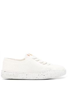 Peu Touring low-top sneakers from CAMPER featuring off-white, logo patch at the tongue, round toe, front lace-up fastening, branded insole and flat rubber sole. | Camper Peu Touring low-top sneakers