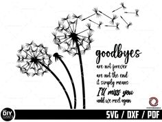 a dandelion saying good byes are not forever