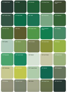 the color chart for different shades of green