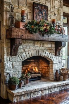 Fireplace Hearth Ideas, French Country Fireplace, Hearth Ideas, Fireplace Interior, Stone Fireplace Designs, Design Camino, Dream Fireplace, Country Cottage Farmhouse